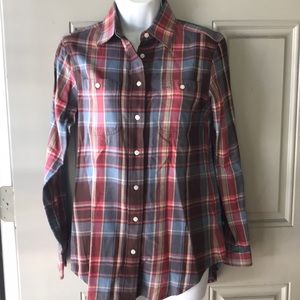 Lauren Ralph Plaid Cotton Button Down Shirt